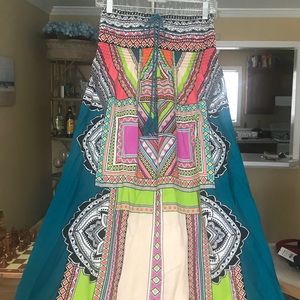Venus strapless multi color maxi dress Like New! M